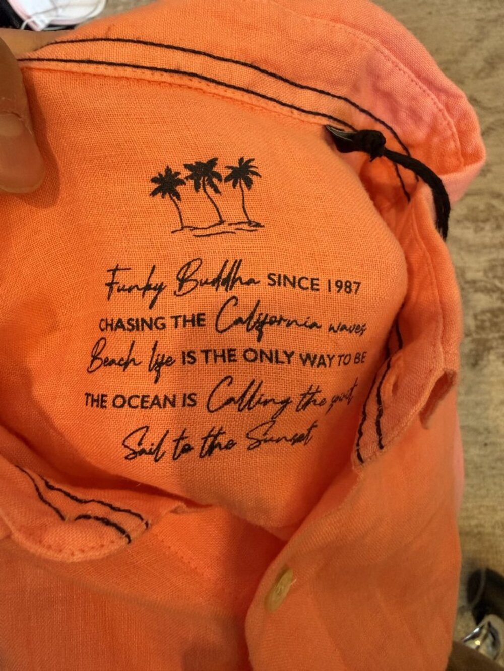 Funky Buddha Coral Linen Button-Down S NWT